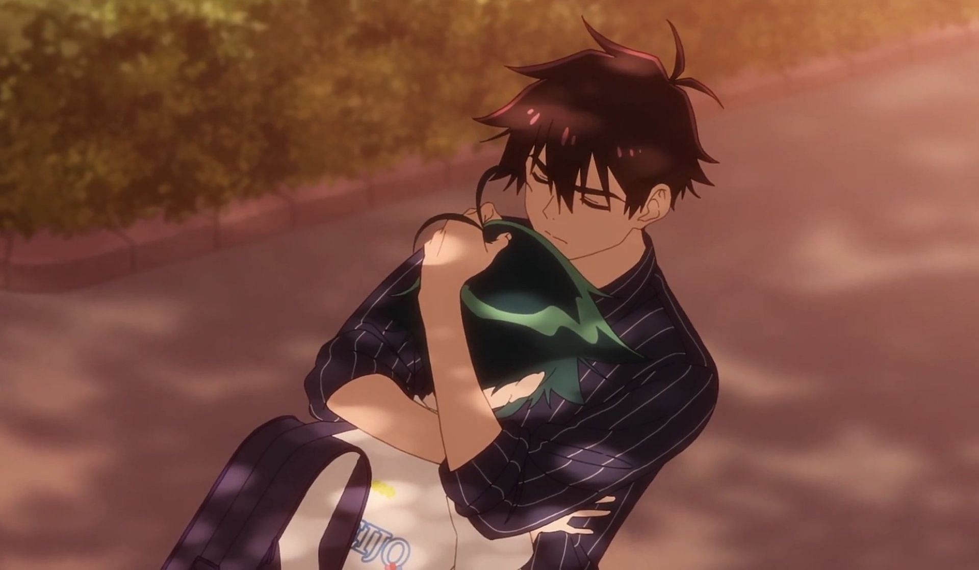 Arata hugs Minami in the episode (Image via Doga Kobo)
